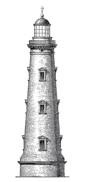 Полная векторная иллюстрация Иллюстрация высокой детализации гравировки маяка
