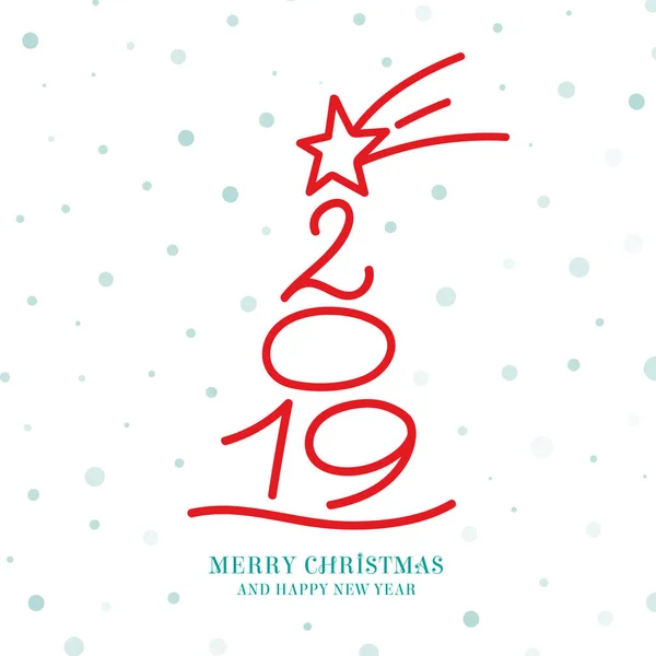 Vektor Greeting Card Design Vánoční Stromeček Vytvořený Padající Hvězda 2019 — Stockový vektor
