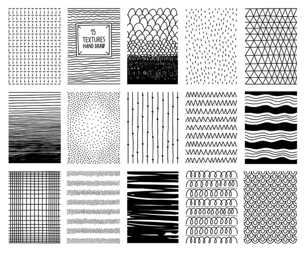 Ensemble Textures Motifs Dessinés Main Éléments Vectoriels — Image vectorielle