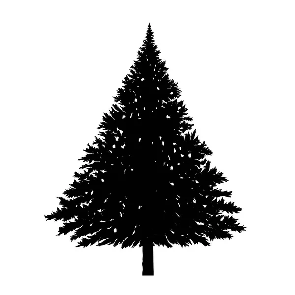 Pictograma Árbol Navidad Árbol Abeto Silueta Negra — Vector de stock