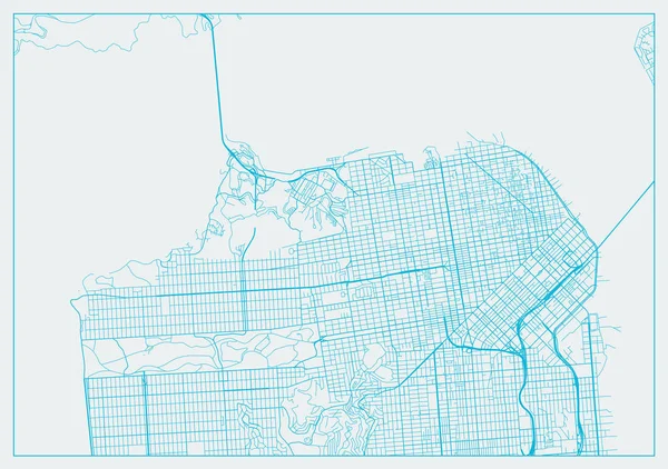 San Francisco Kalifornien Blå Gatukarta Textur — Stock vektor