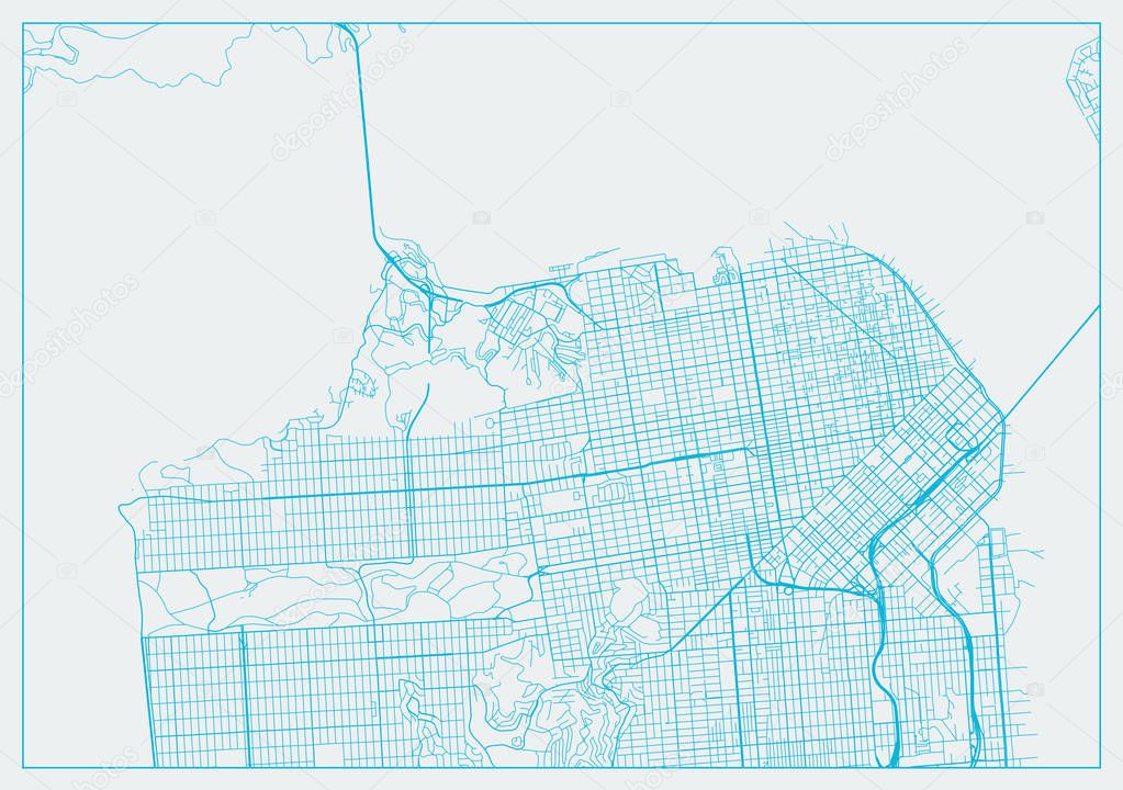 San Francisco California blue street map texture