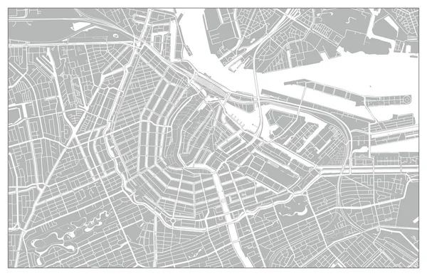 화이트와 그레이 벡터 암스테르담의 도시 지도 — 스톡 벡터