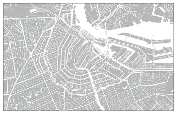 Weiß-grauer vektorstadtplan von amsterdam — Stockvektor