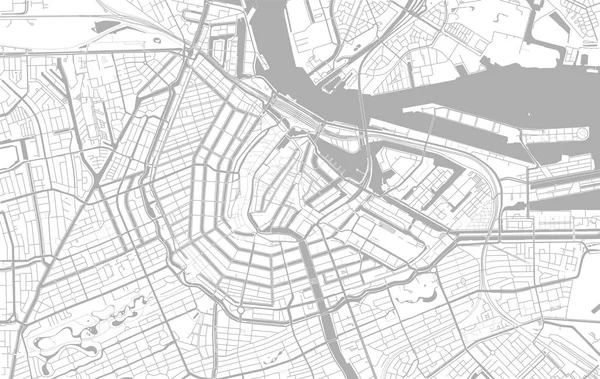 Biały i szary wektor Mapa miasta Amsterdam — Wektor stockowy