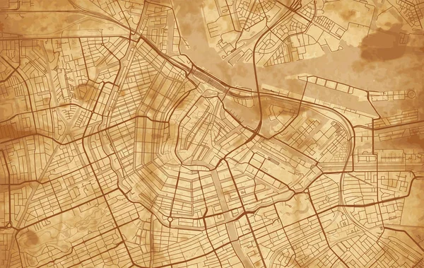 Peta Vintage Street dari kota Amsterdam - Stok Vektor