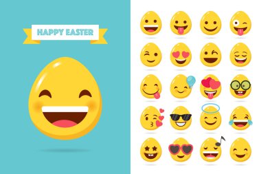 Paskalya ifadeler. Yumurta emoji düz tarzı