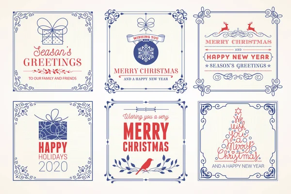 Feliz Navidad y Felices Fiestas tarjetas — Vector de stock