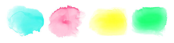 Abstract watercolor shapes on white background. Color splashing 