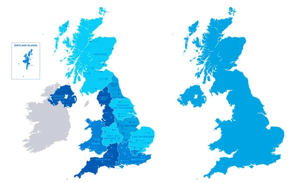 Mapa Altamente Detalhado Reino Unido Todos Elementos São Separados Camadas — Vetor de Stock