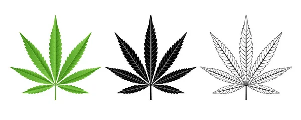 Zwart Groen Cannabisblad Logo Ontwerp — Stockvector