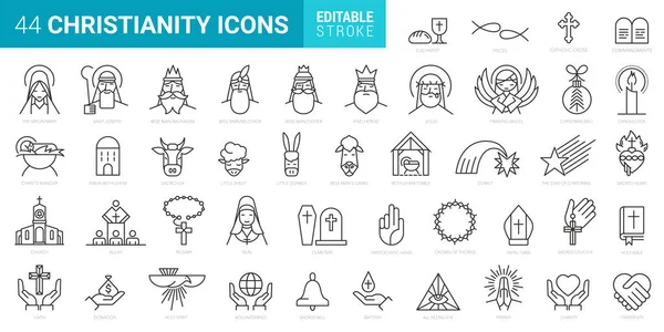 Set Minimal Christian Icons White Background Векторные Изолированные Элементы — стоковый вектор