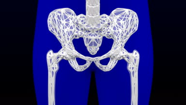 Sağlıklı kemik ve Osteoporoz kemik. Loopable. İki luma Mat (iskelet ve vücut). 3D render.