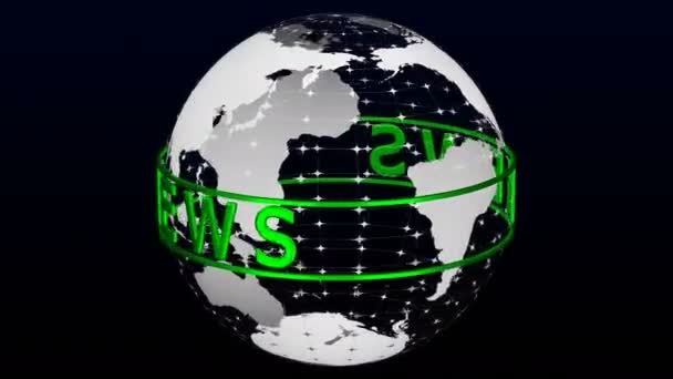 Testo Verde News Ruotante Attorno Modello Trasparente Del Pianeta Terra — Video Stock