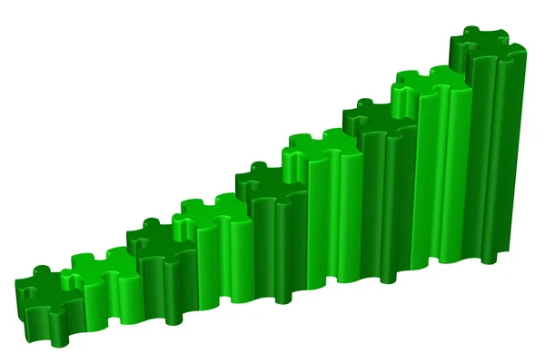 Gráfico Negocios Verde Aislado Sobre Fondo Blanco Renderizado —  Fotos de Stock