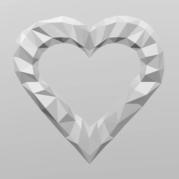 Heart Shape White Polygonal Geometric Surface Background Rendering — Stock Photo, Image