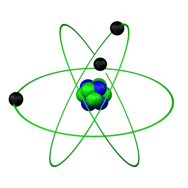 Model Atomu Izolované Bílém Pozadí Vykreslování Stock Snímky