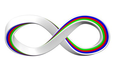 Renkli sonsuzluk işareti, beyaz arka plan üzerinde izole. 3D render.