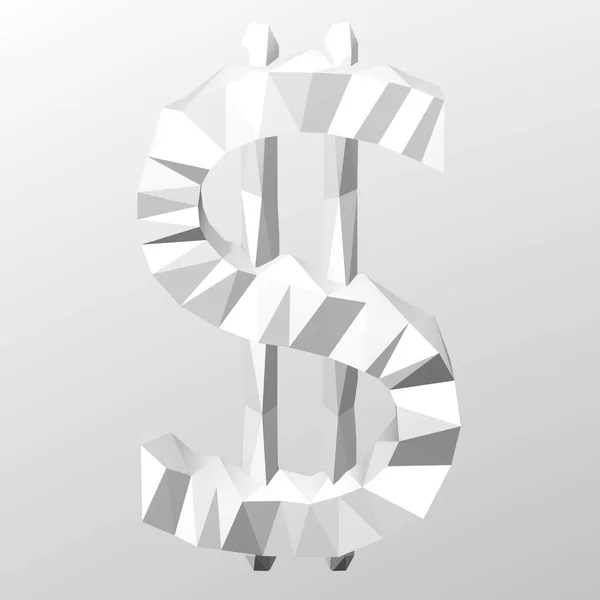 Знак Доллара Белом Многоугольном Геометрическом Фоне Рендеринг — стоковое фото