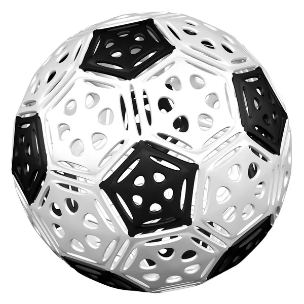 Сотовые Структуры Футбольный Мяч Изолированы Белом Фоне Рендеринг — стоковое фото