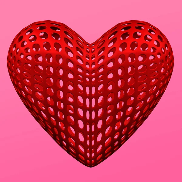 Αφηρημένο φόντο-κόκκινο σχήμα καρδιάς κυτταρικές δομές. απόδοση 3D. — Φωτογραφία Αρχείου