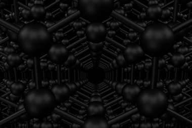 Grafen yapısı - karbon atomlarının satırları. 3d render.