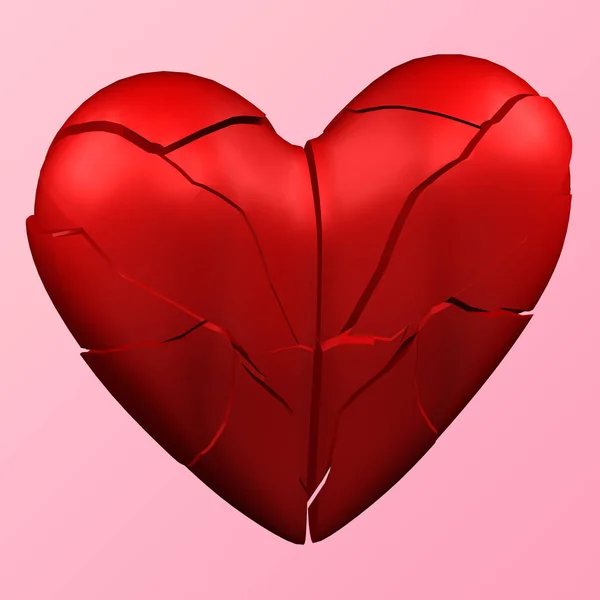 Heart shape break up. 3D rendering. — Stock Photo, Image