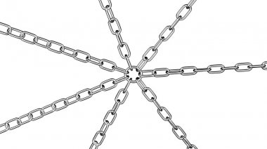 Ekranda zincir. 3d render.