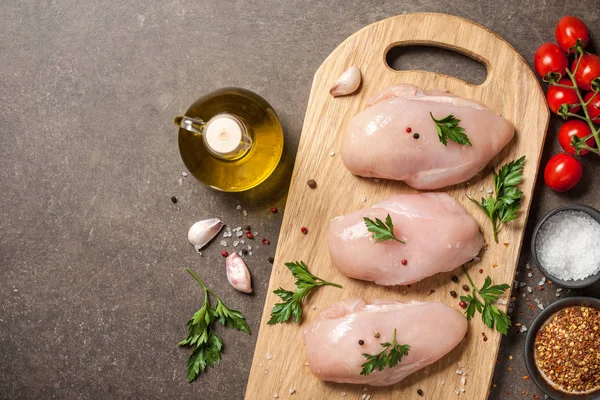 Свежий Сырой Филе Курицы Ингредиентами Приготовления Пищи — стоковое фото