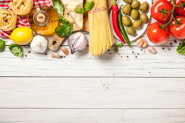 Konzept Der Italienischen Küche Lebensmittelzutaten Zum Kochen — Stockfoto