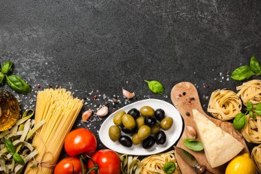 İtalyan mutfağı konsepti. Yemek malzemeleri.
