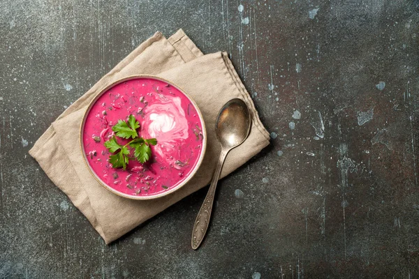 Cold Red Soup Beetroot Fresh Vegetables — Stock Photo, Image