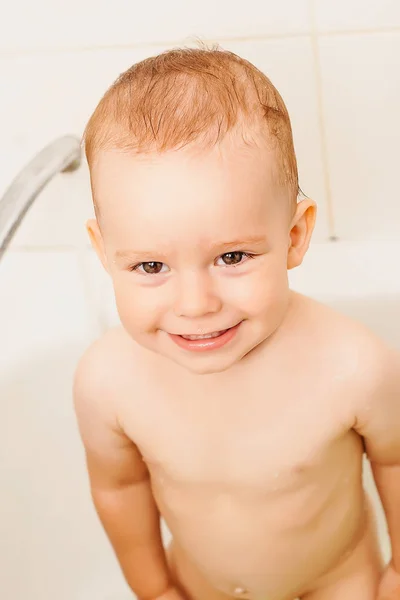 Happy Funny Baby Laughing Bathed — Stock Photo, Image