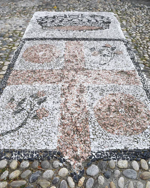 Ein Antikes Emblem Auf Dem Bürgersteig Aus Mosaik — Stockfoto