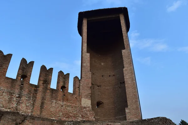 Torre Muralla Almenada Del Palacio Farnesio Ciudadela Viscontea Fortaleza Piacenza — Foto de Stock