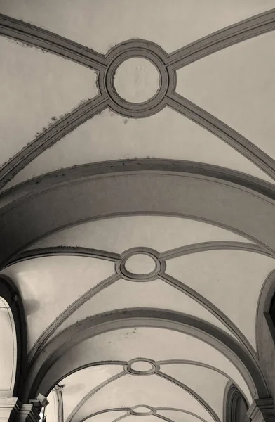 Ett Sten Tak Gamla Monumentala Arkaderna Turin Italien Sepia Effekt — Stockfoto