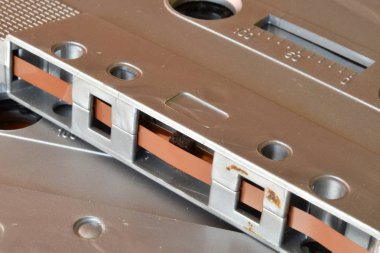 Gri vintage teyp. Makro.