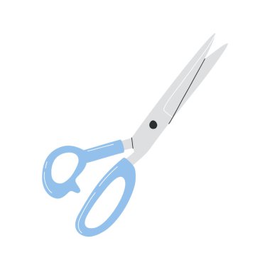 Elle çizilmiş makas çizimi karikatür düz stil dikiş ve el işi için. Terzilik, terzilik, kumaş, kağıt ve yaratıcı projeler için temel araç.