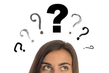 Bir soru işareti ile kız