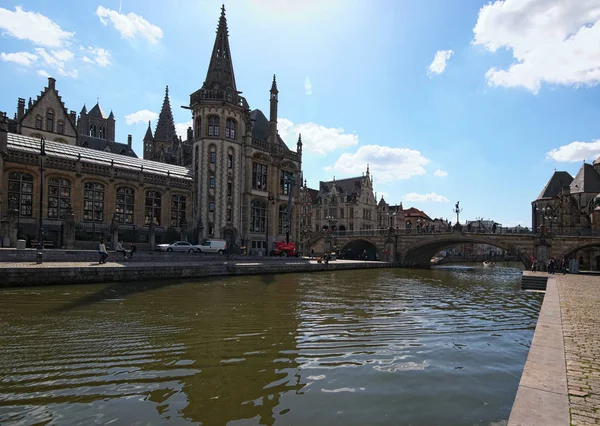 Gand Belgique Mai 2018 Pont Michael Pierre Sint Michielsbrug Dessus — Photo