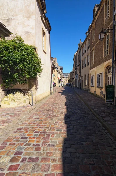 Bayeux Franciaország Május 2018 Hosszú Régi Street Jellegzetes Épületek Normandiai — Stock Fotó