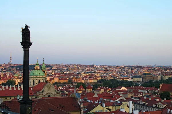 Prag Tarihi Bölümü Nün Havadan Görünümü Güzel Eski Kırmızı Kiremit — Stok fotoğraf