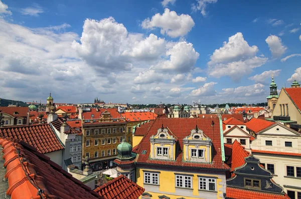 Prag Çek Cumhuriyeti Ağustos 2018 Prag Kırmızı Kiremit Çatılar Hava — Stok fotoğraf