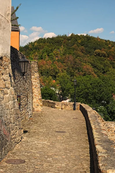 Wunderschöne Gasse Für Spaziergänge Von Der Mittelalterlichen Befestigungsmauer Der Burg — Stockfoto