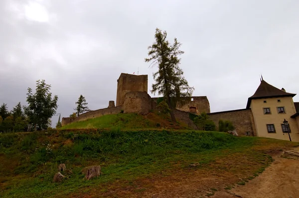 Híres Landstejn Vár Romjaitól Egy Dombon Volt Legnagyobb Román Castle — Stock Fotó