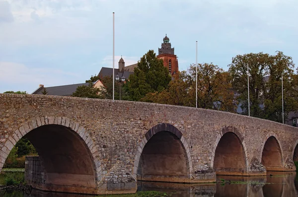 Close Photo Old Lanh Bridge Wetzlar City Park Wetzlar Cathedral — Stock Photo, Image