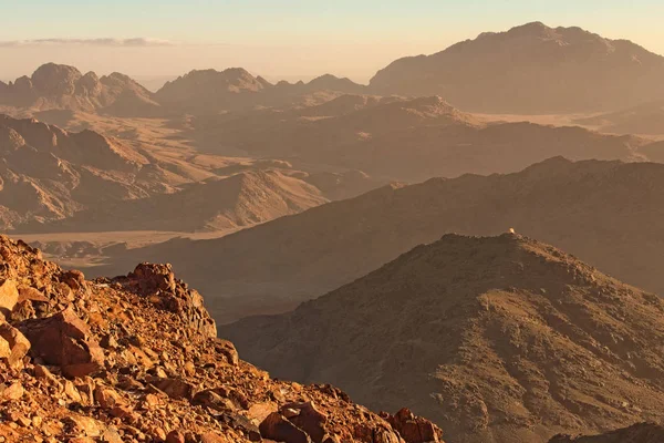 Picturesque Landscape Mountains Peaks Sunrise View Mount Sinai Mount Horeb — Stock Photo, Image