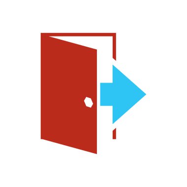 Oturum kapatma simgesi - çıkış işareti - sicil logout dip - beyaz arka plan üzerinde izole düz vektör çizim.