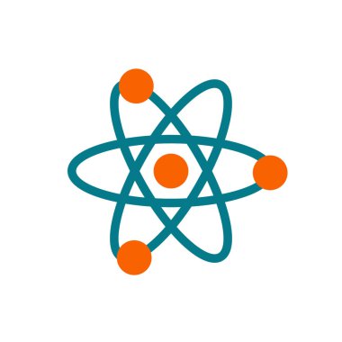 Atom Icon - beyaz arka plan üzerinde izole kimya bilim sembolü - vektör molekül - düz vektör çizim.