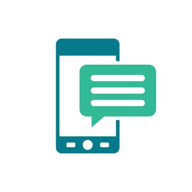 Metin iletisi - konuşma balonu - sms ve iletişim simgesi - beyaz arka plan üzerinde izole düz vektör çizim ile telefon simgesi.